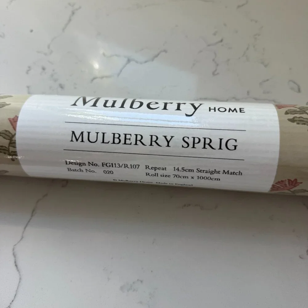 Mulberry Home Mulberry Sprig Wallpaper Roll – 70cm x 10m – Beige - NEW/Sealed
